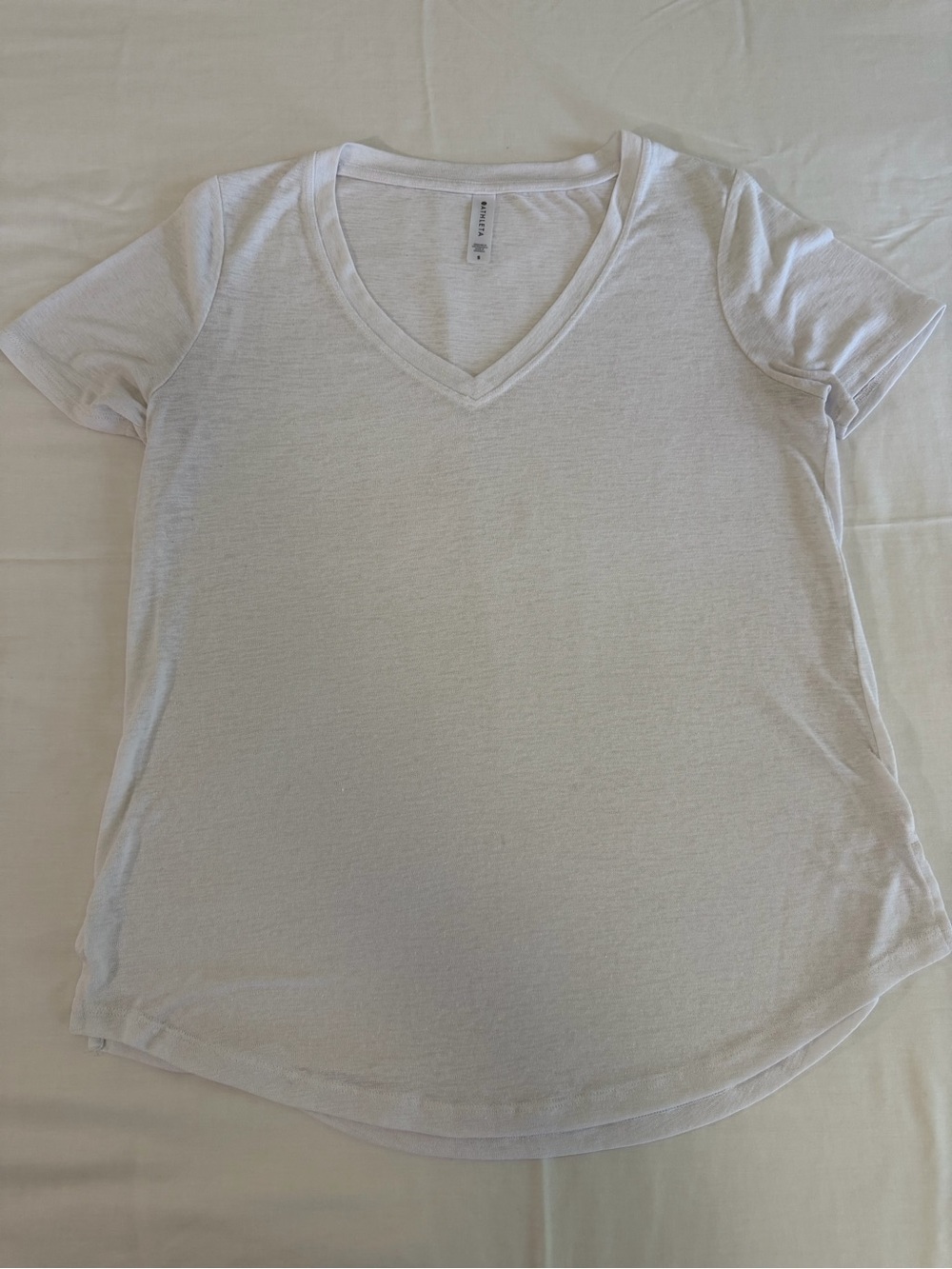 Athleta White V-Neck Short Sleeve Tee
